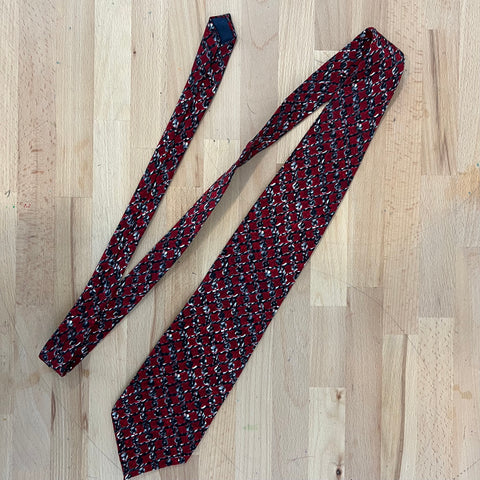 Vintage '90 Necktie - Red and charcoal grey pattern